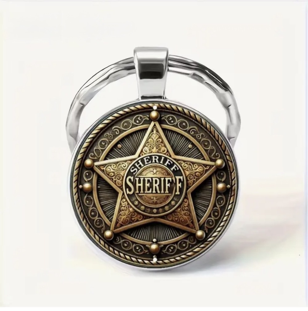 3/$25 Western Sheriff Badge Stainless Steel Keychain NEW